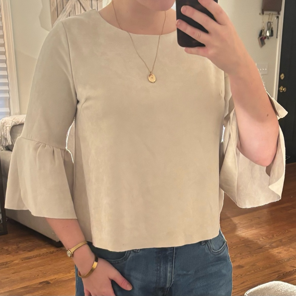 Altar'd State Cream Bell Sleeve Blouse